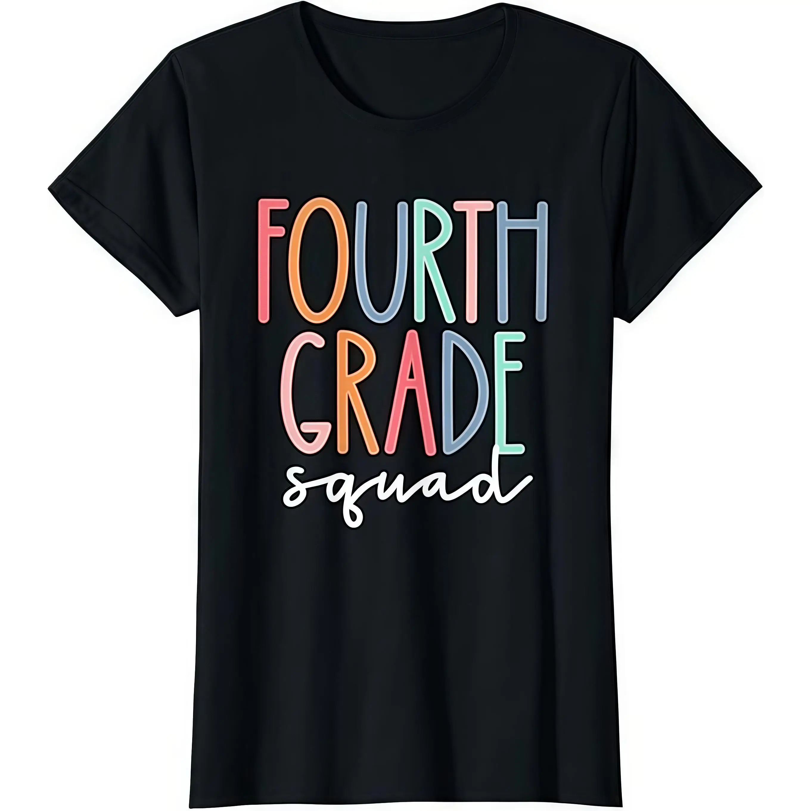 

Women's Fourth Grade Squad T-Shirt Teacher Student Team Tee Back To School Gift Elementary School Casual Top