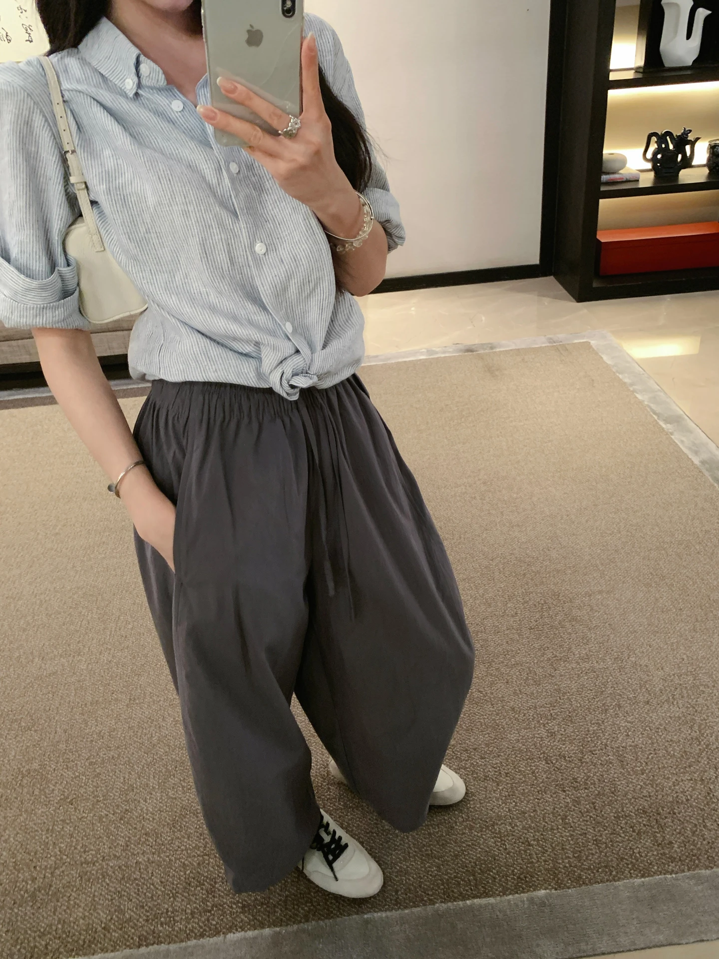 

Легкие дышащие женские повседневные брюки из хлопка с эластичным поясом, укороченные, летние, новинка, модель By7