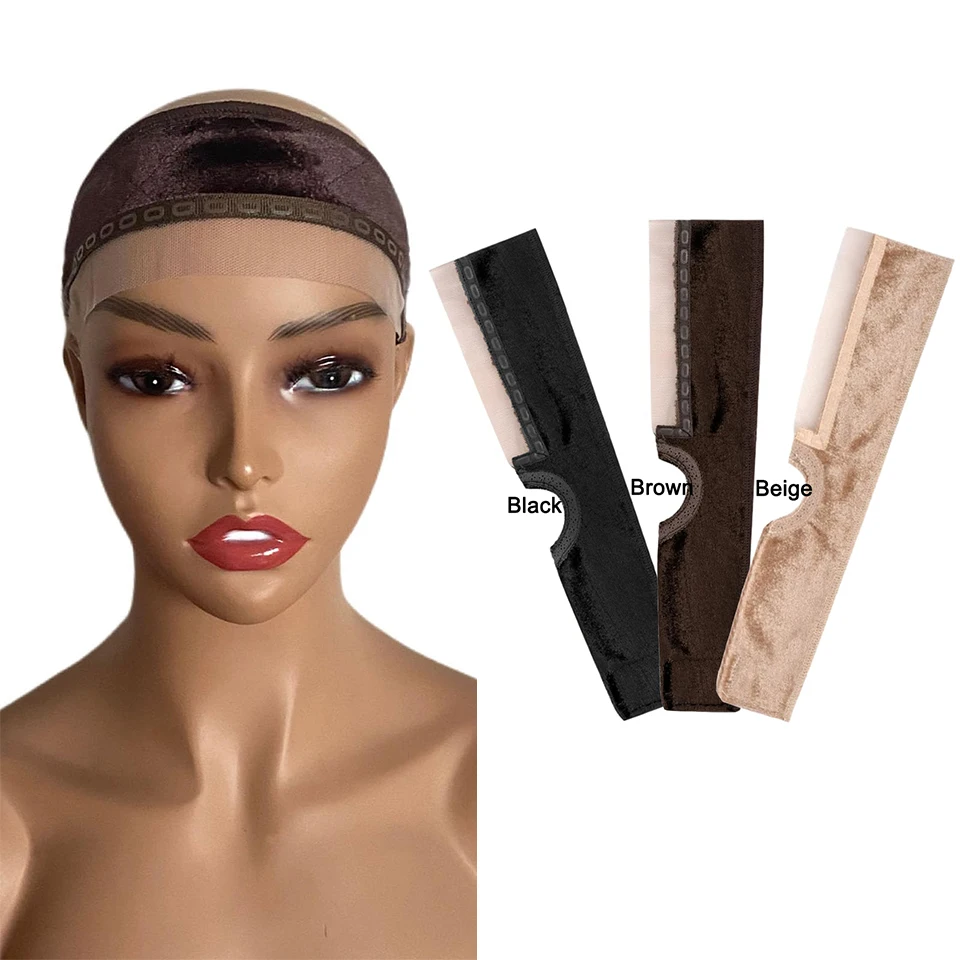 1-2 szt. Opaska do peruki z koronką i wycięciem na uszy dla kobiet, regulowana aksamitna opaska do peruki, opaska do peruki z antypoślizgowym silikonowym paskiem