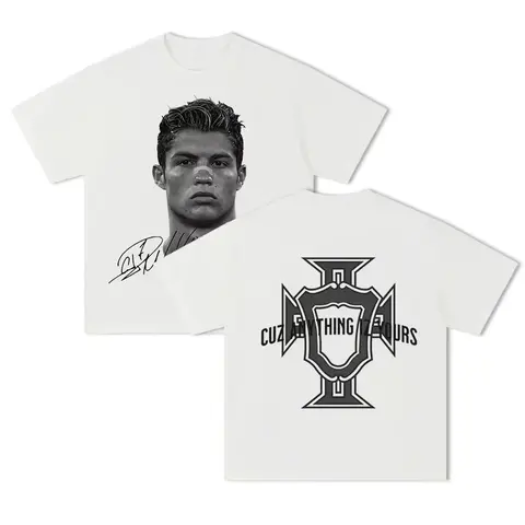 Men's T-shirt Cristiano Ronaldo fútbol superestrella Super moda impresa camiseta hombres desgastado algodón  Men's T-shirt