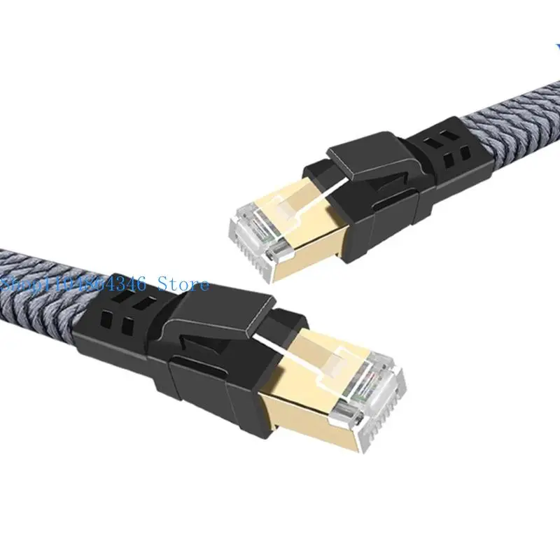 5asd Flexible Shielded Cat8 Ethernet Cable 40Gbps 2000MHz Flat Braided RJ45 Cord