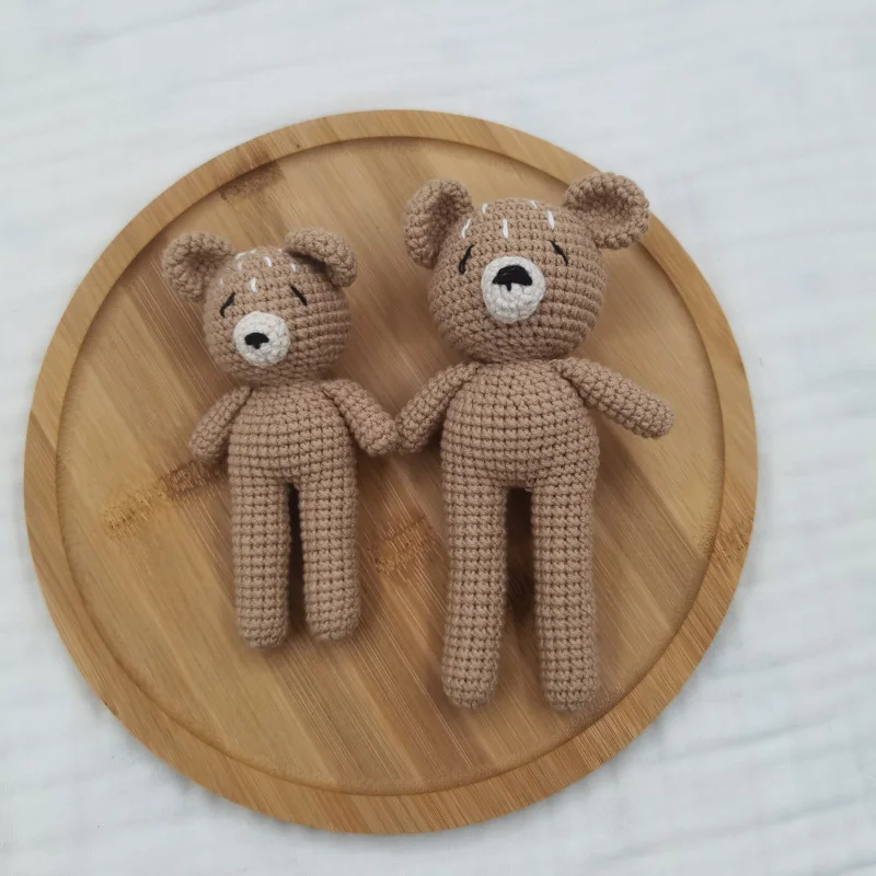 Cartoon Knitted Baby Stuffed Bear Toy Cartoon Handmade Bunny Plush Toys Newborn Handhold Kid Early Sleeping Dolls Shower Gifts