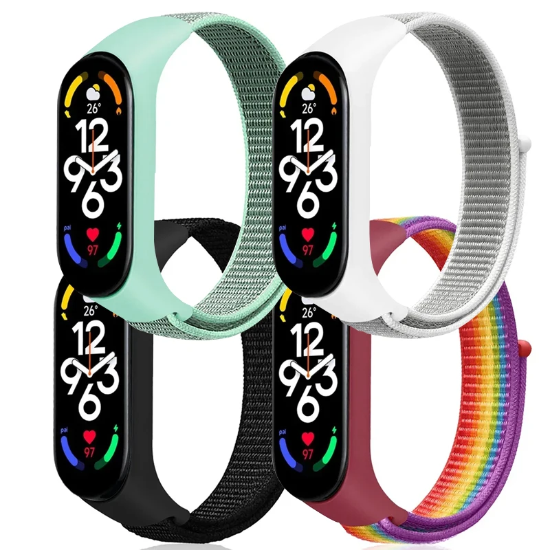 Sport Nylon Schleife Ersatzuhrenarmbänder für Xiaomi Mi Band 7-7 NFC Smartwatch Sport Miband7 Correa Smart Band 7 6 5 3 4 Armband