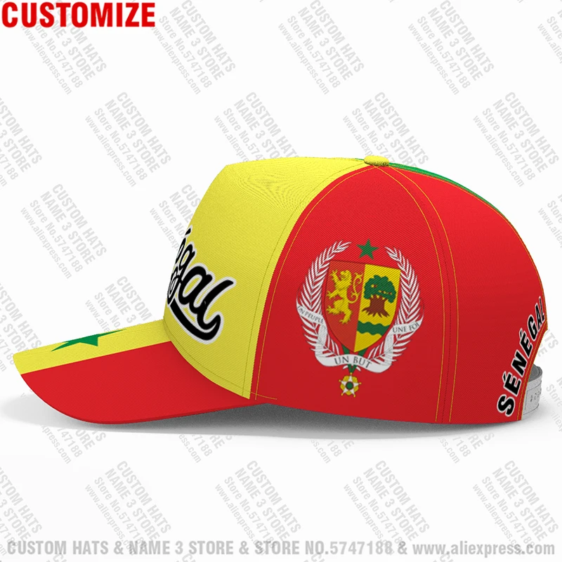 Senegal Baseball Cap Free 3d Custom Made Name Team Logo Sn Hat Sen Country Travel Casquettes Fishing French Nation Flag Headgear