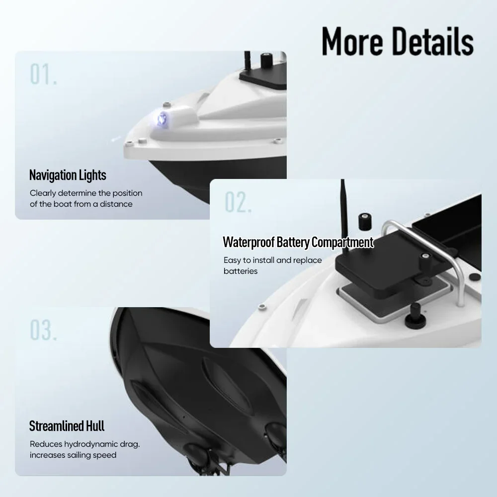 GPS Independent Large Hopper RC Fishing Boat 2.4G 500M Smart Auto Return Remote Control Bait Boat RC Nesting Boat GPS Bait Boat
