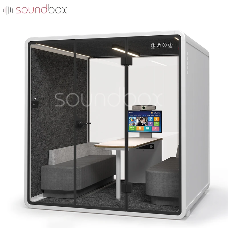 Soundbox Privacy Coworking Sound Isolation Phone Sound Proof Office Pod Booth Aluminum Silent Meeting Acoustic Cabin