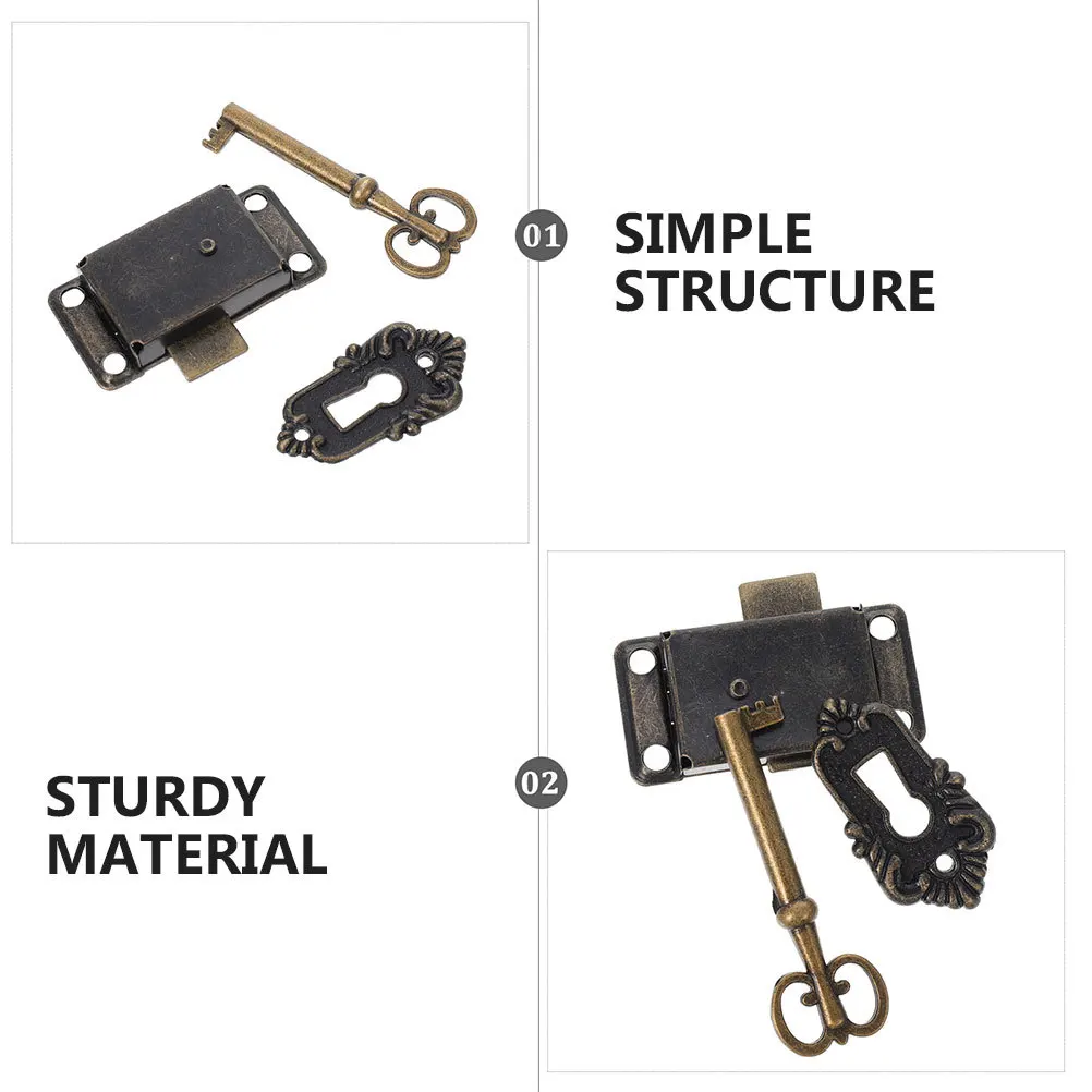 1Set Five Decorative Locks Classical Furniture Locksets Flush Mount Lock Jewelry Box Drawer Keyed Cabinet Locks