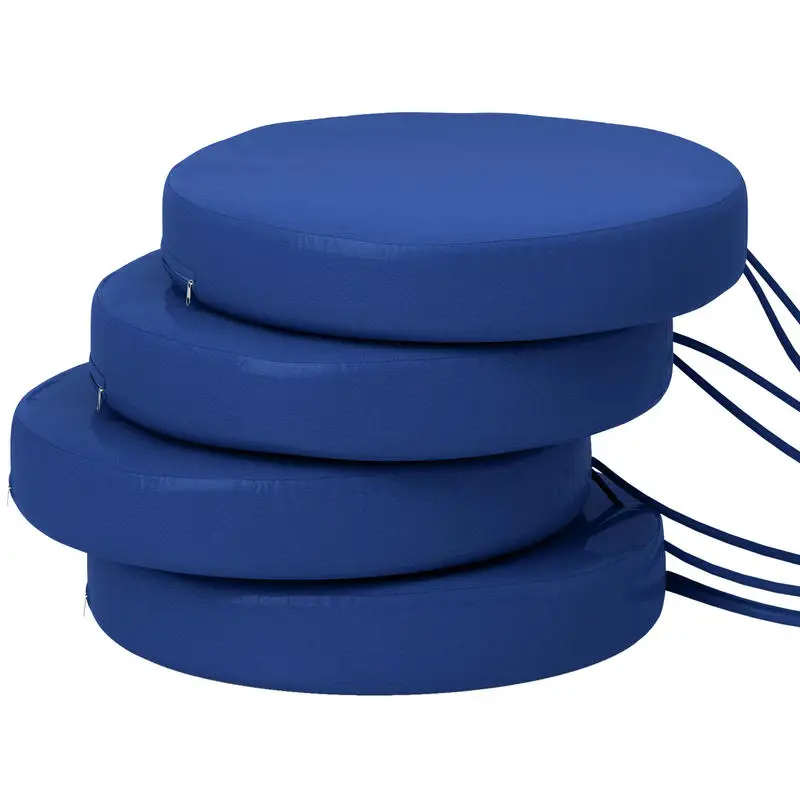 

Patio Chair Cushions Set of 4 Round Seat Cushions for Dining Bistro Chairs Machine Washable, 15" x 15" x 3", Navy Blue
