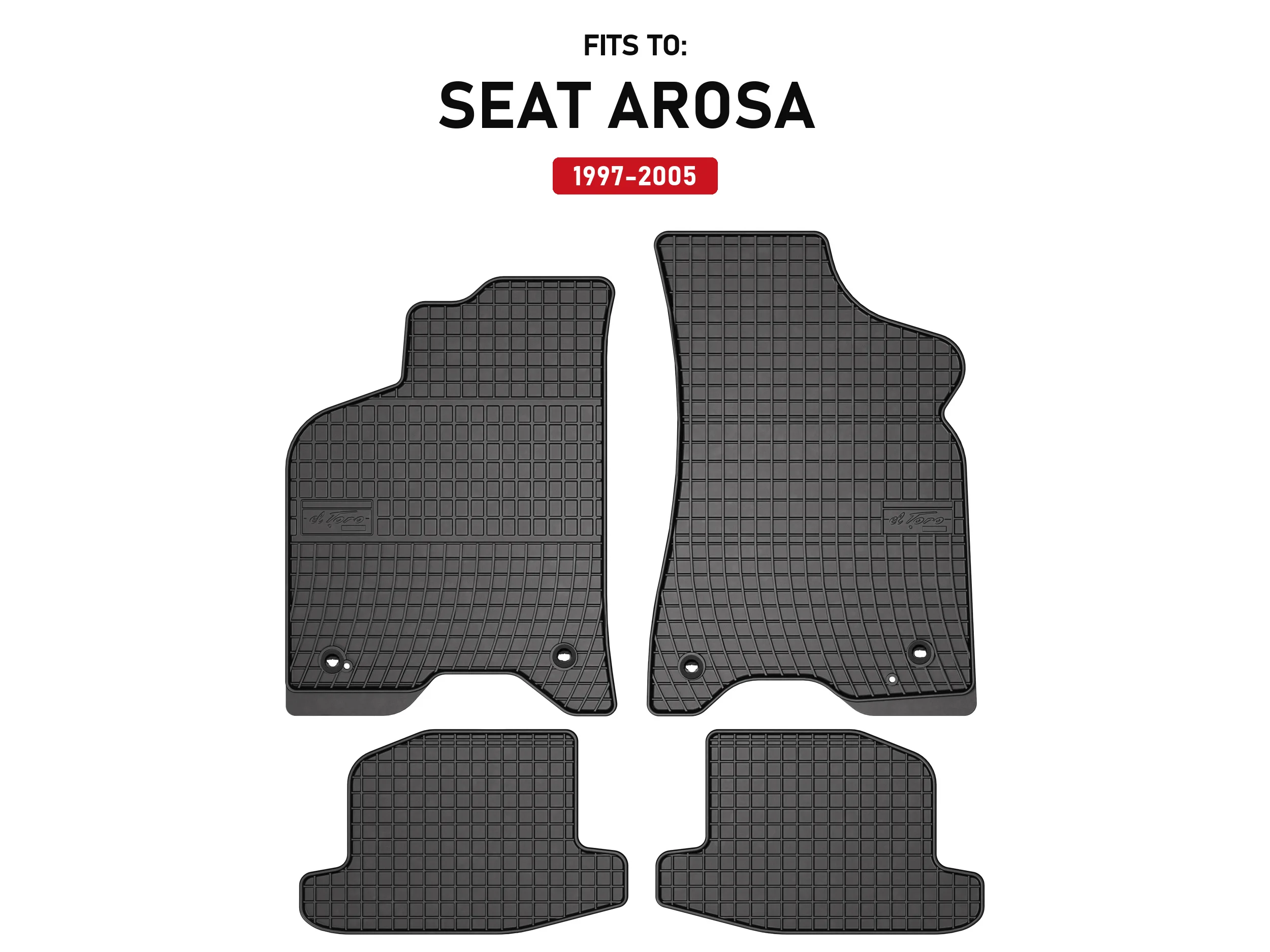 Zwarte rubberen autovloermatten voor: Seat Arosa 1997-2005 hatchback