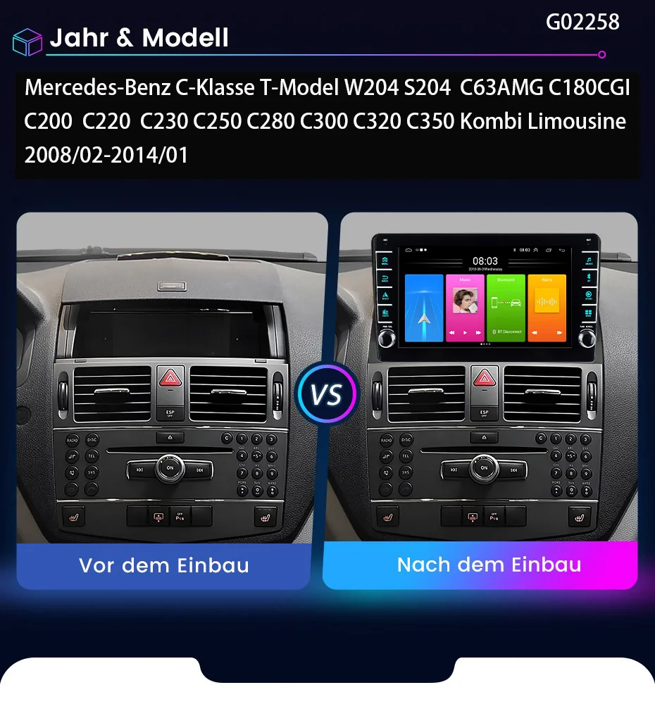 Bluetooth Carpaly Android Car radio Navigation+HD Reverse camera For Mercedes-Benz C-Klasse W204 S204 C63AMG C180CGI C200 C220