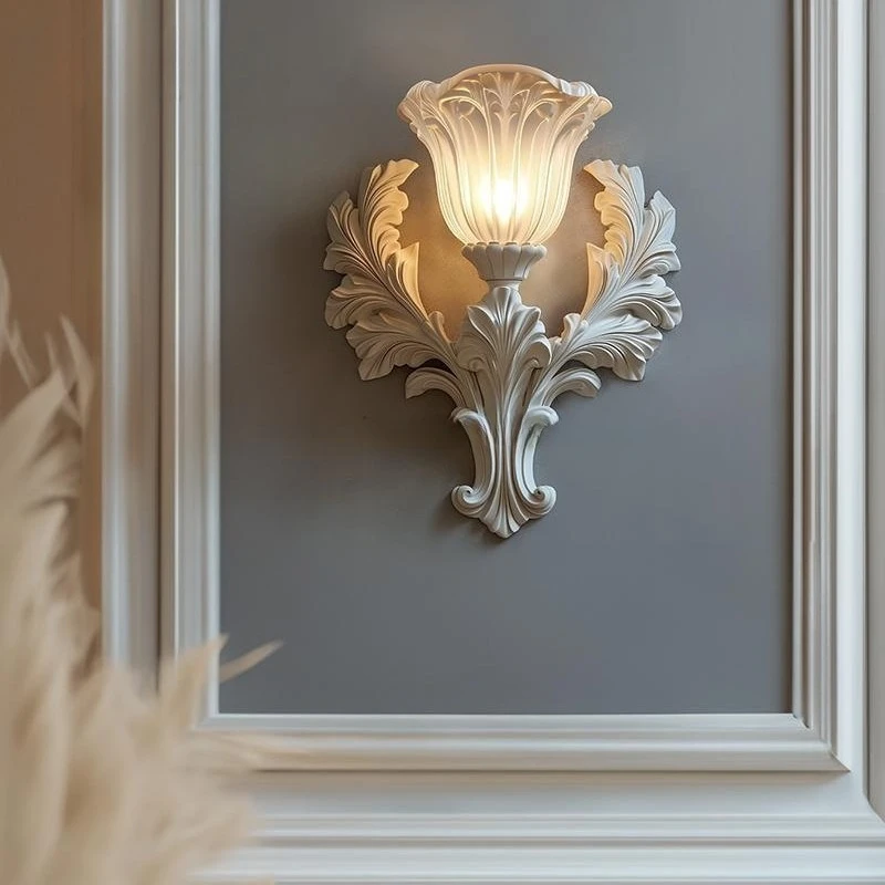الراتنج وحدة إضاءة LED جداريّة مصباح الفرنسية الرجعية الفاخرة الجدار ضوء المدخل غرفة المعيشة مصابيح الإضاءة الداخلية لوازم الديكور أضواء