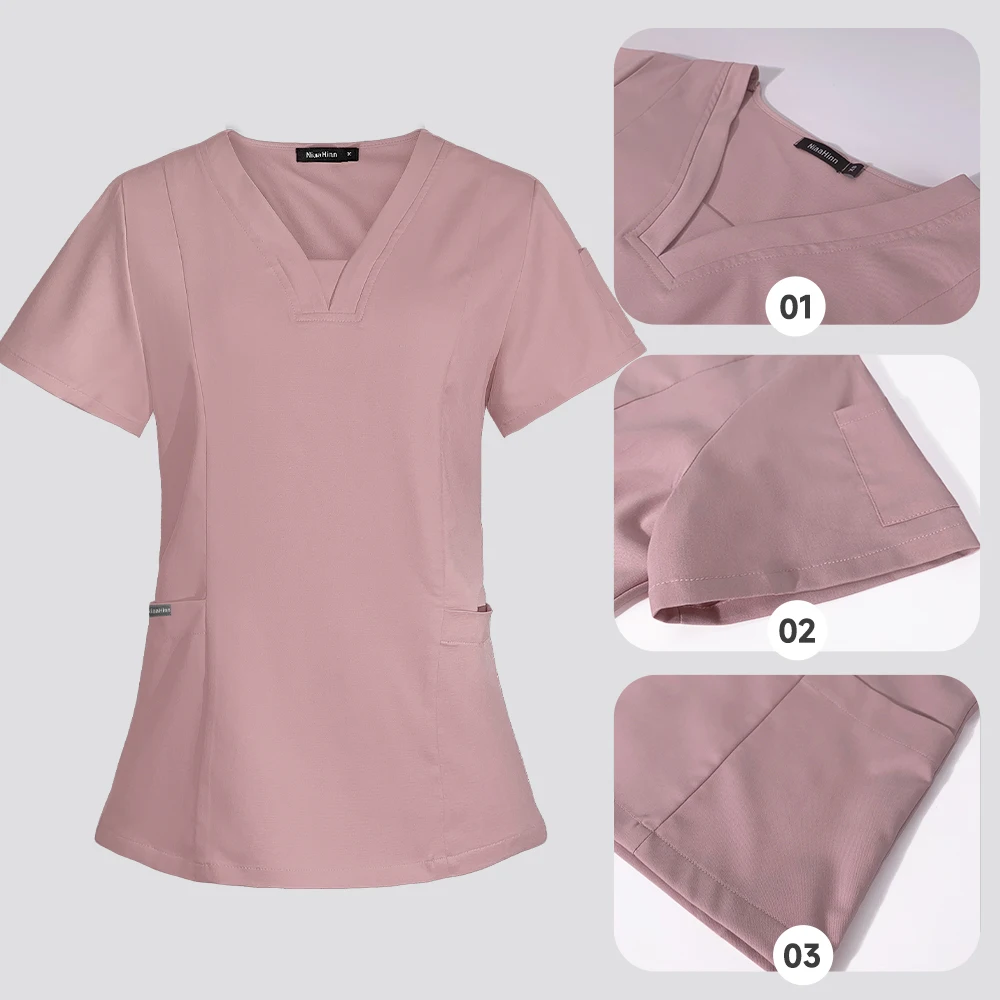 Slim Fit Women Scrubs Sets Medical Uniforms Hospital Doctors Clothes Nurses Accessories Dental Clinic Lab Pet Shop Spa Work Wear