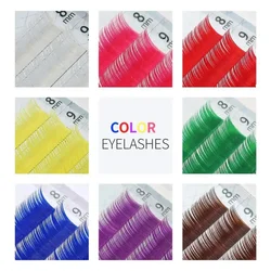 Individual Lashes Natural Long Color Eyelash Extension 8-14 mm Mixed Length C D Curl Soft Rainbow Colored Lahses