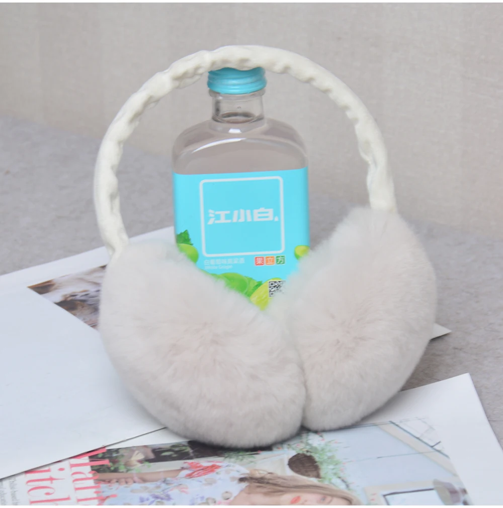 Rex Rabbit Fur Hang Ear Cover Warm Winter Earmuffs Headwear Ear Muffs Fur Earmuffs Cold Ear Warmer Fold Ear Protection Headband