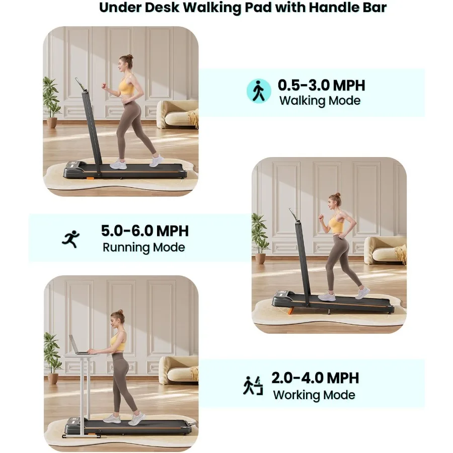 Walking Pad 2,5 PS Walking Pad mit Lenker 2-in-1 faltbare Walking Pad mit Neigung kleines Laufband mit LED-Anzeige und Re