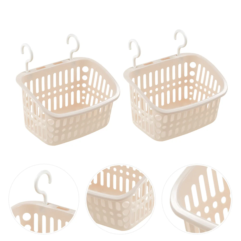 

2 Pcs Hangable Storage Basket Bathroom Gadget Holder Supplies Toiletries Wall Hanging Wall-mounted Toothbrush Organizer Office