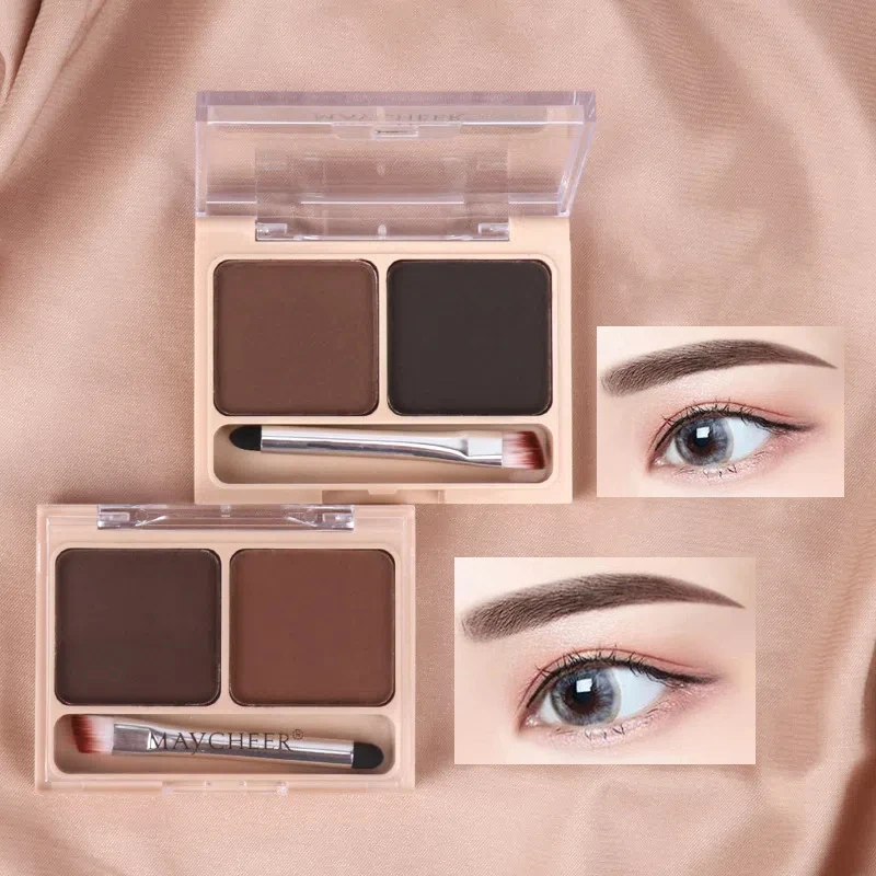 2 สี Eyebrow Powder Palette แต่งหน้าสีดําสีน้ําตาล Eyebrow Enhancer Professional เครื่องสําอางค์กันน้ํา Eye Shadow Palette พร้อมแปรง