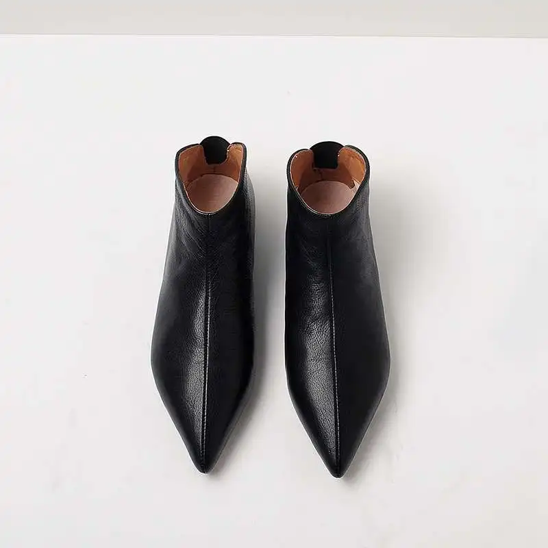 Krazing Pot Big Size Full Grain Leather Soft Winter Spring Shoes Modern Girl Pointed Toe Slip on Flats Office Lady Pregnant Shoe