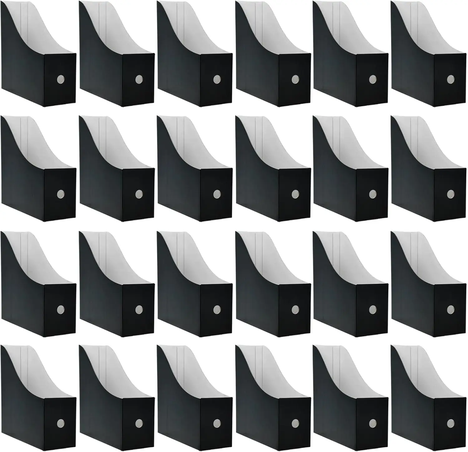 

24 Pack Black Cardboard Magazine Holder, Sturdy Book Bins for Classroom Library, 10.6'' x 10.2'' x 3.5'' Vertical File Box