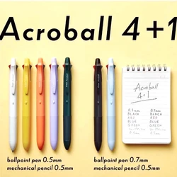 1pc Acroball 1color Ballpoint Pen 4+1 Multifunctional Pen Mechanical Pencil Smooth Writing shcool Supplies Japanese Stationery