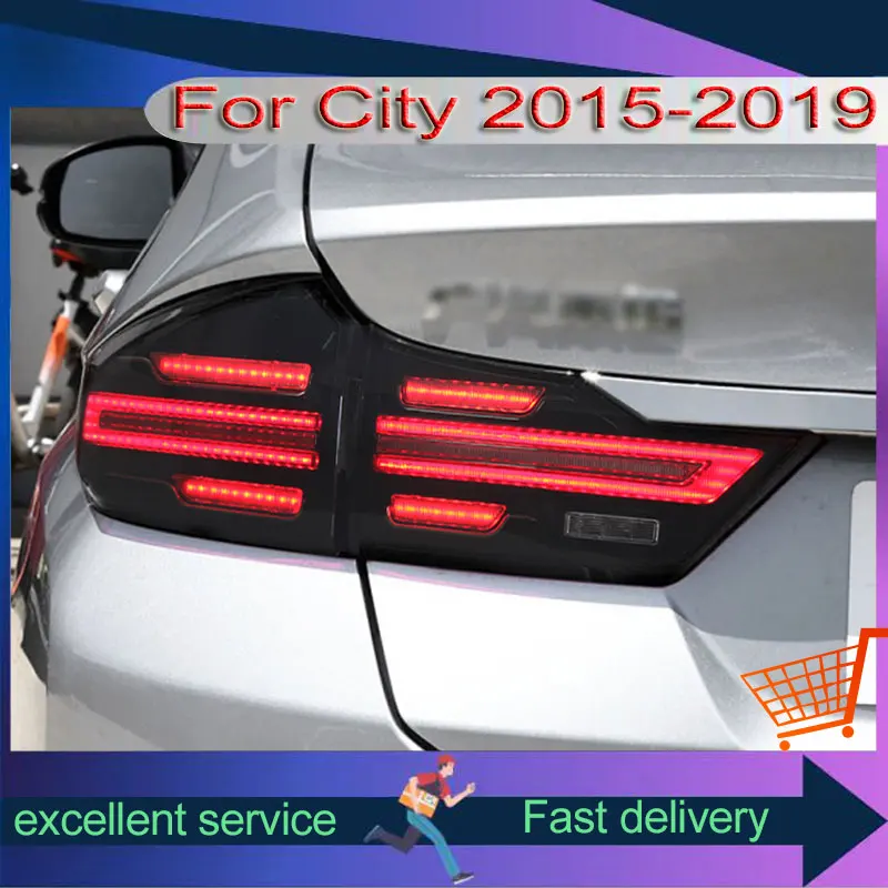 Rear Lamp For Honda City 2015-2019 Taillights Modification Automobile Accessories With New Style LED Dynamic Turn Signal Lights