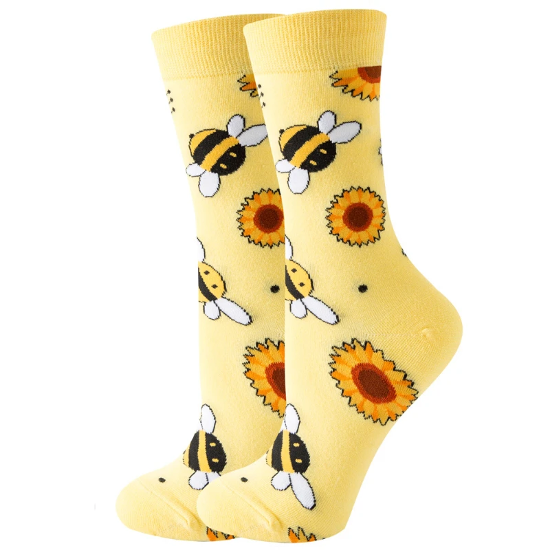 Chaussettes mi-tube en coton pour couples, chaussettes animaux personnalisées, chaussettes carillons alimentaires, automne et hiver, nouveau