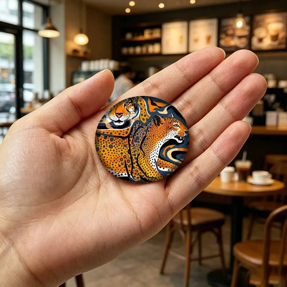 Egypt Colorful Abstract Tiger And Leopard 25 32 44 58 75mm Badges Personalized Round Brooches Pins Accessory Gift view 5