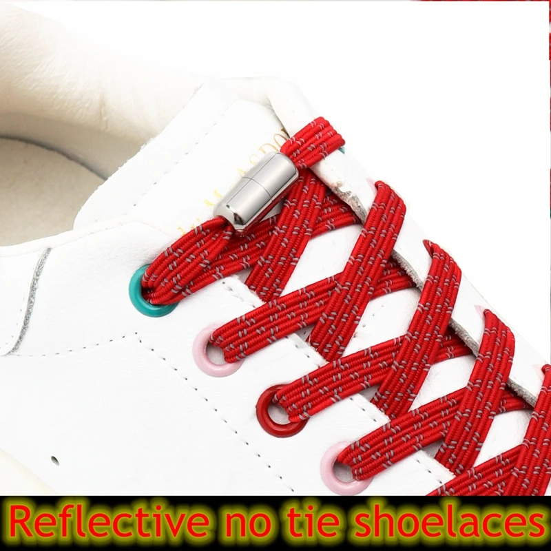 

Reflective Flat Elastic Laces Shoelaces for Sneakers Without Ties No Tie Shoe Laces Kids Adult Quick Shoe Lace Rubber Shoestring