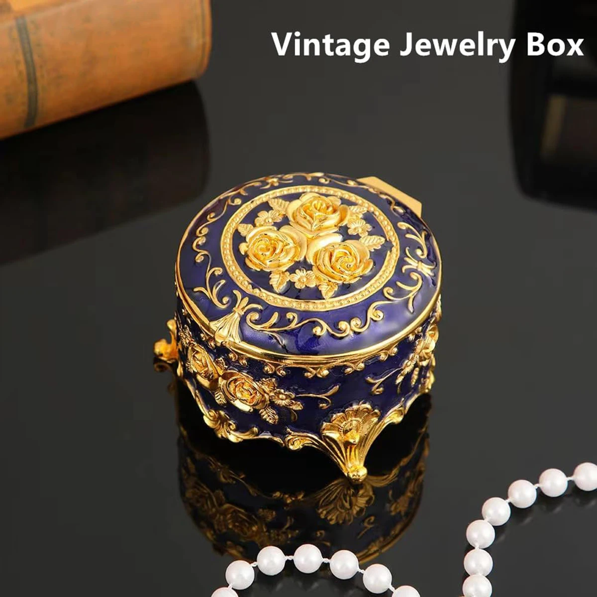 Nordic Exquisite Rose Jewelry Box Retro Home Enamel Color Jewelry Box Creative Desktop Jewelry Storage Box