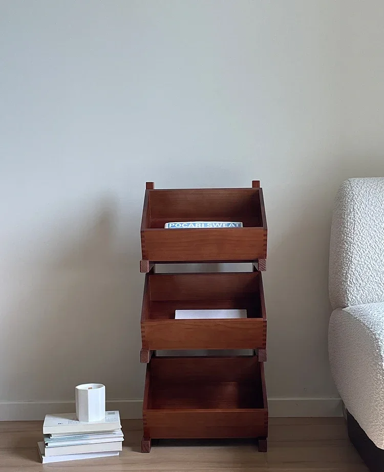 Medieval style solid wood multi-layer shelves, living room entrance, sundries storage shelves