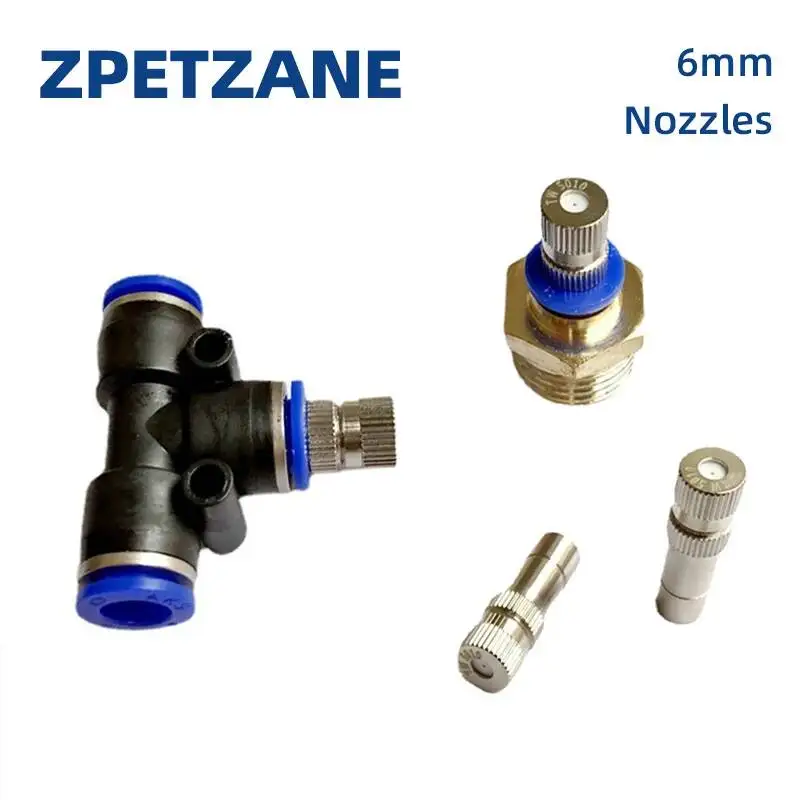 5pcs 6mm Nozzles Low Pressure Misting Cooling System Humidify Watering Landscapingc Sprayer Atomizing Slip Lock Quick Connectors