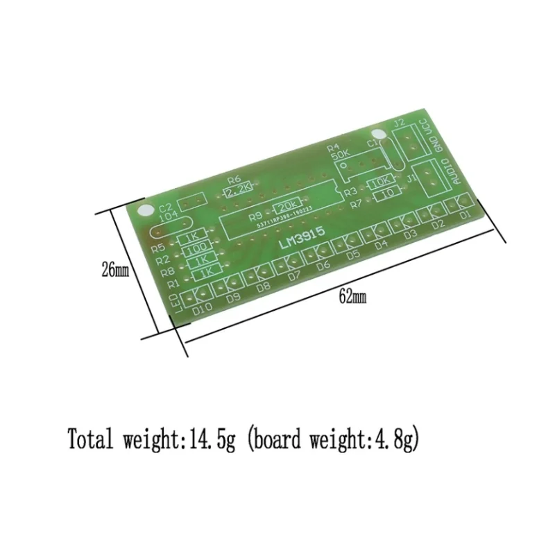 LED Audio Level Analyzer Lab solder Kit latihan dengan lampu LED LM3915 DC 9 V-12 V 10