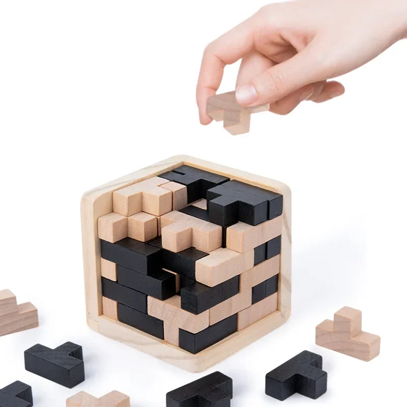 Quebra-cabeças de madeira iq 54t cubo brinquedos educativos para crianças jogo intelectual para adultos e entusiastas de quebra-cabeça