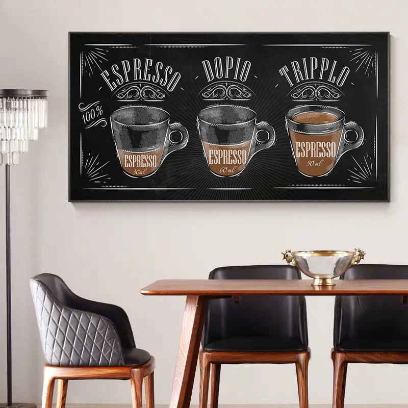 Nordic Coffee Menu Canvas Painting Black White Posters and Prints Cafe Shop Wall Art Pictures for Living Room Home Decoration