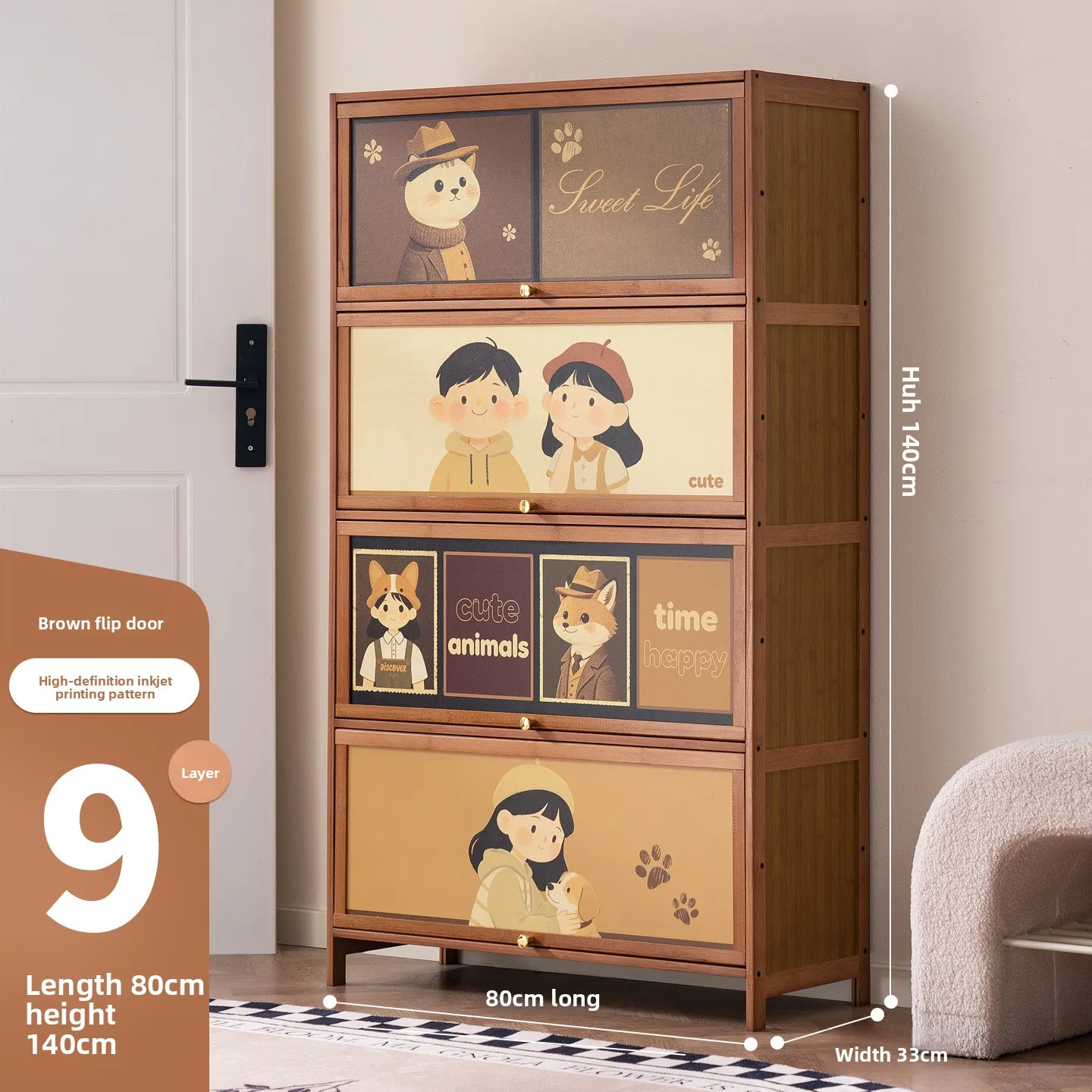Nanzhu shoe cabinet at the entrance of the home, corridor storage cabinet integrated against the wall, large-capacity shoe rack