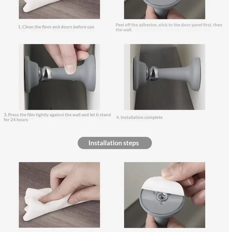 Türstopper ohne Bohren, magnetischer Türhalter aus Silikon, Antikollisions-Türfänger, magnetischer Türstopper für Schlafzimmer, Türfixierer für Zuhause – Detail 19