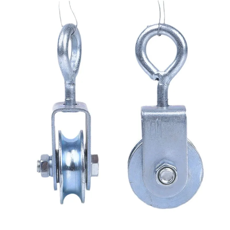 Stainless Steel Lifting Pulley Hook Single And Double Wheel Track Wire Rope U-shaped Multy Type 0.3T  Pulley