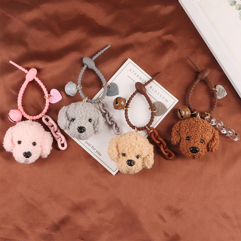 Kawaii Dog Plush Pet Lovers DIY Keychain High Quality Pendant Couples Matching Keyring Charms Car Keychain