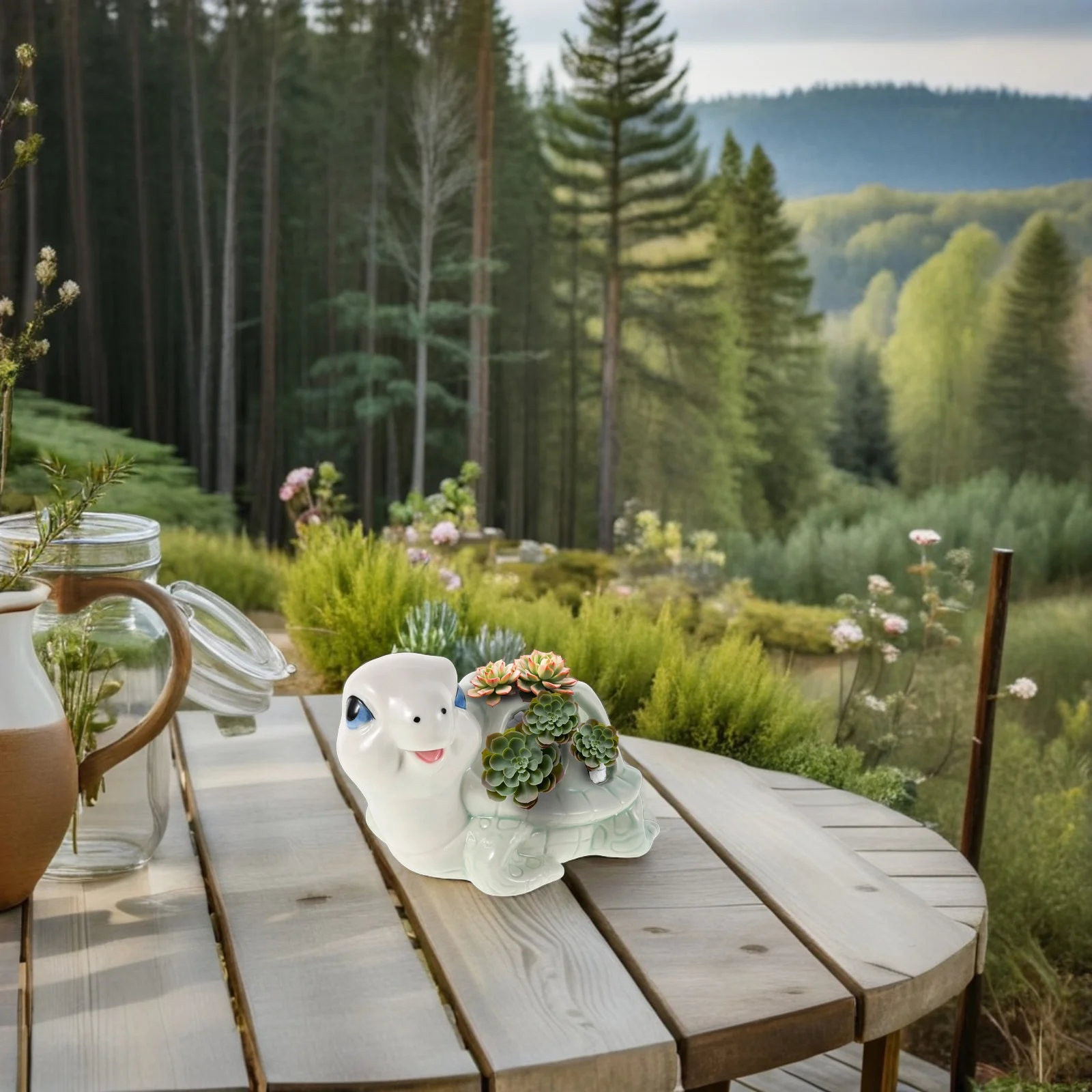 

Adorable Ceramic Tortoise Planter Cute Animal Design Succulent Holder Indoor Desktop Decoration Unique Gift Idea