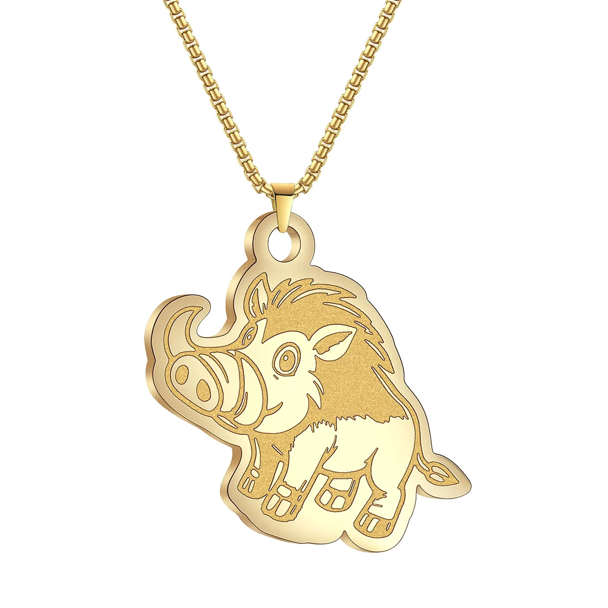 

Cute Big-headed Boar Pendant Necklace For Women Vintage Jewelry Stainless Steel Choker Necklace Gift