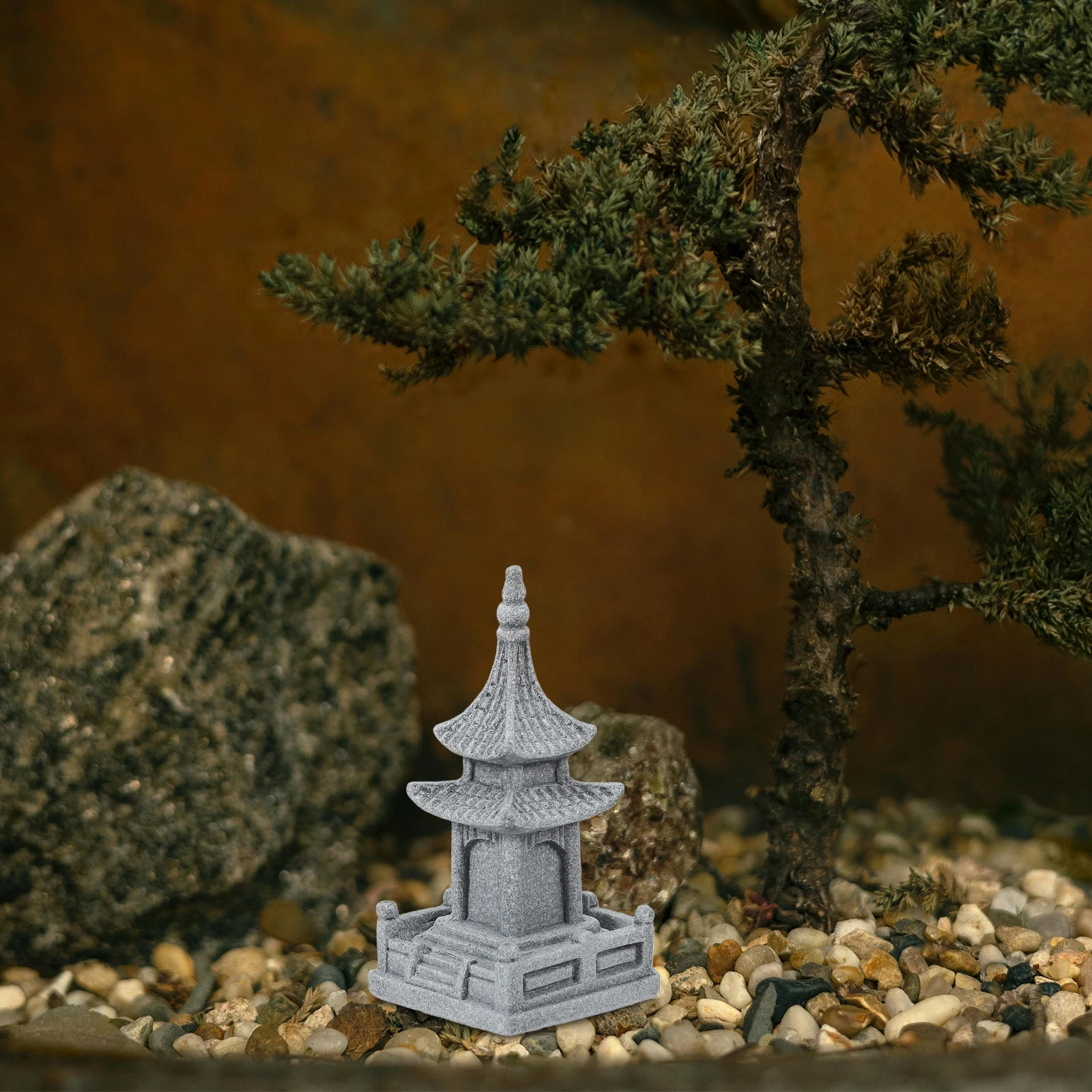 

1Pcs Realistic Miniature Stone Pagoda Garden Decor Zen Garden Accessory Outdoor Landscape Statue