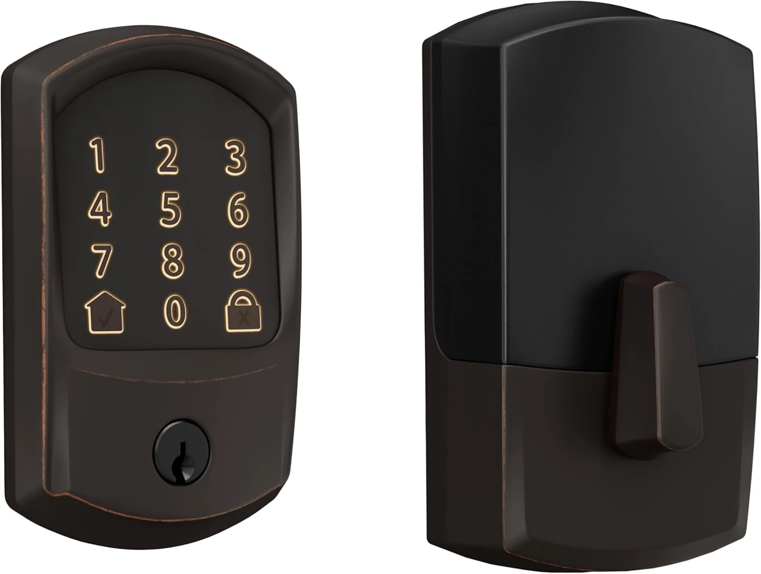 Keyless Entry Touchscreen Door Lock with Greenwich Trim, Aged Bronze