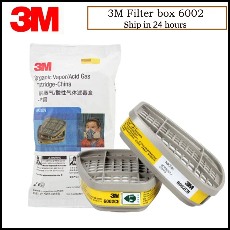 

3M 6002 Acid Gas Cartridge Respiratory Protection (Pack of 2) Against Certain Acid Gas CL2/SO2/HCl/ H2S Use with 3M Mask