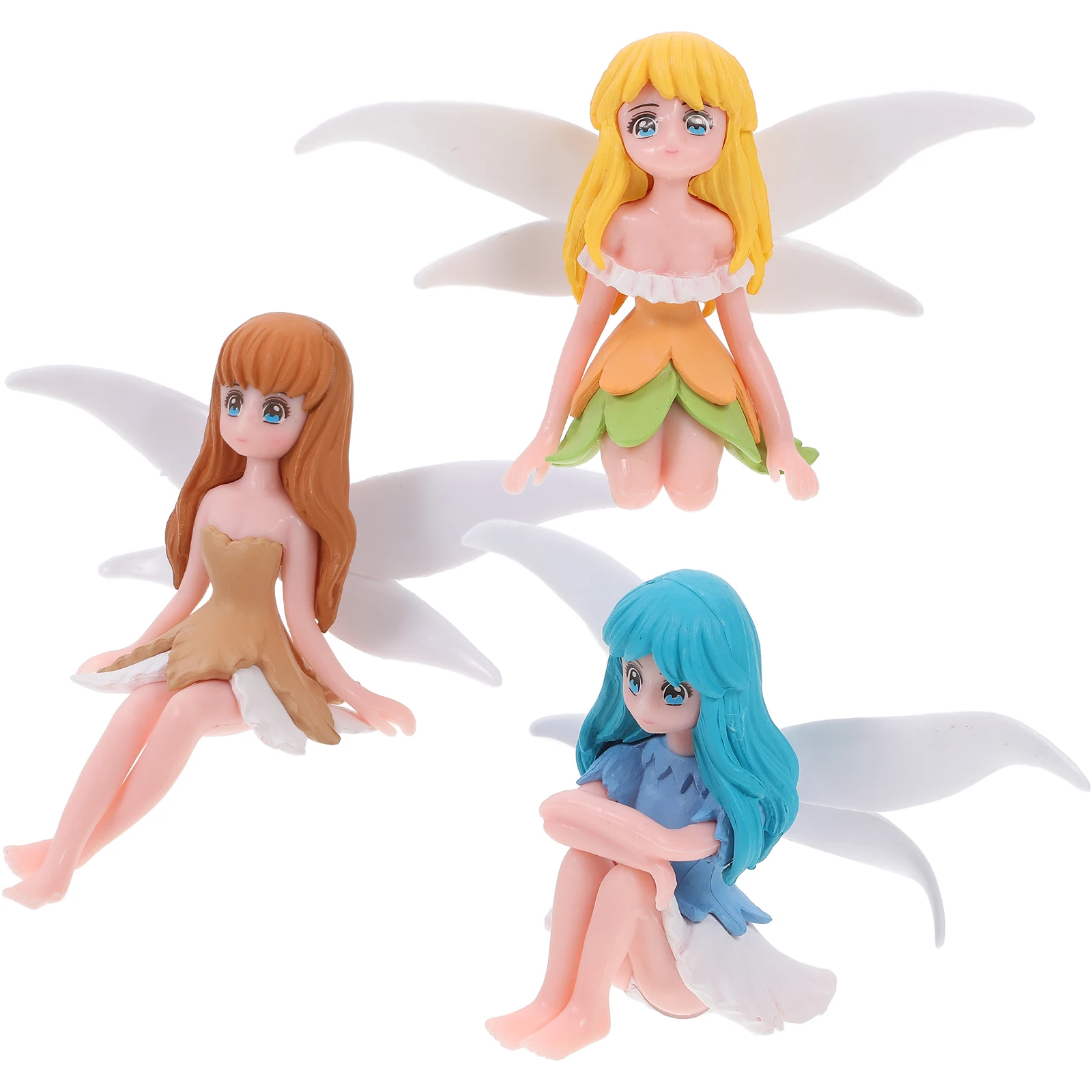 

3pcs Plastic Gardening Ornaments Elegant Fairy Sculpture Home Decor Figurines Flower Girl Statue Mini Fairy Non Fading Color