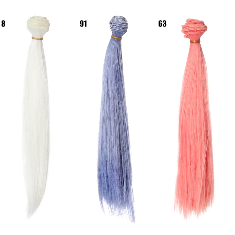 25cm*100CM Doll Wigs/hair Heat Resistant Bjd Wigs Blue Red Brown Green Straight Wig Thick Hair for 1/3 1/4 BJD Diy