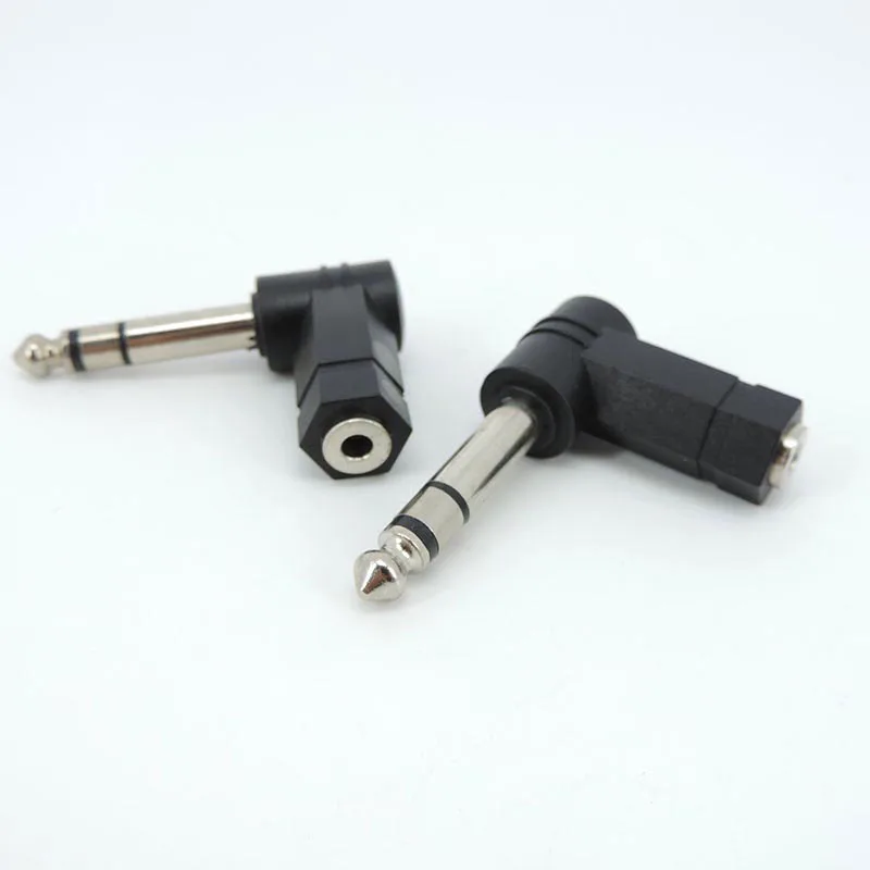 L Type 3.5mm Female Jack to 6.35mm 6.5 Male Jack Right Angled Cable Converter Connector Plug Headphone Sound Adapter U26