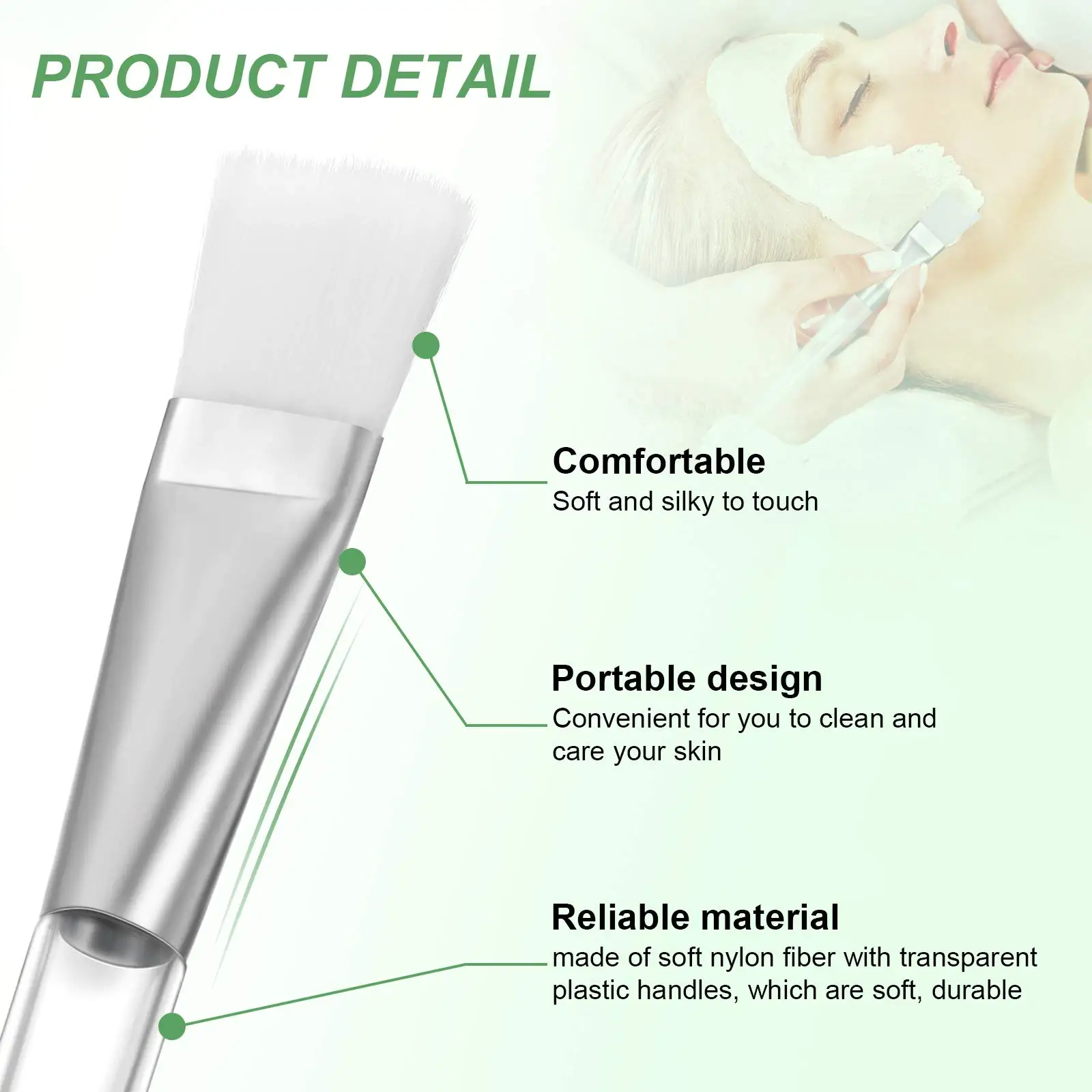 16 Gesichtsmasken-Pinsel - Professionelle Kosmetik- und Hautpflegewerkzeuge, Weiche Nylonborsten, Transparente Griffe – Detail 3