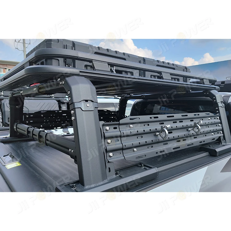 

pickup car Aluminum bed rack with expansion boards side storage boxes for jeep jt ranger f150 4runner custom