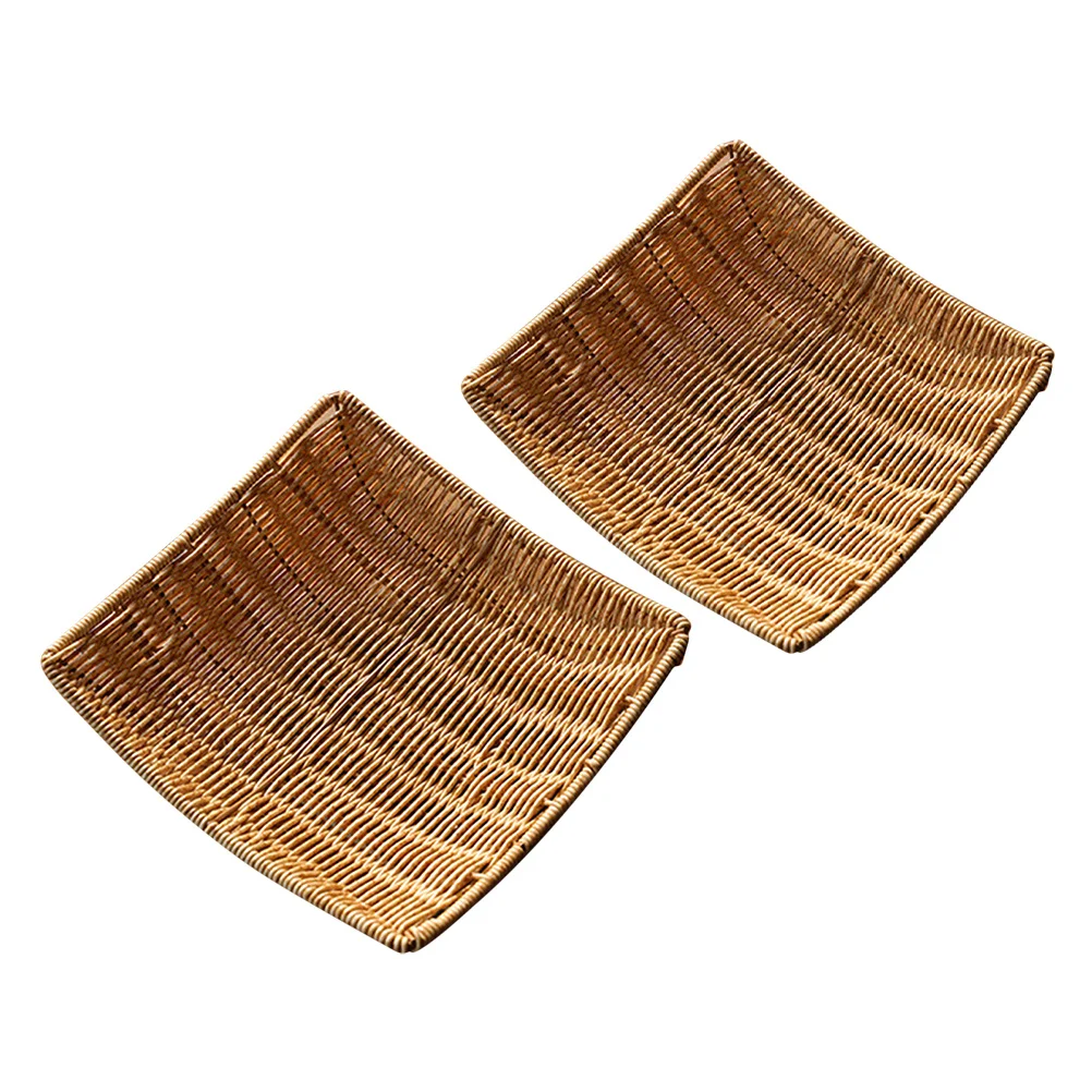 

2Pcs Imitation Rattan Woven Fruit Basket Handmade Elegant Design for Hotel Restaurant Multipurpose Serving Storage