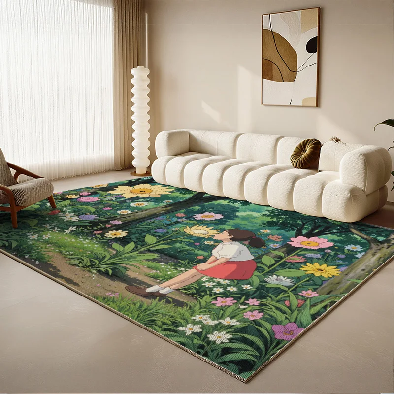 

Carpets for Living Room Modern Scenic Flower Field Room Decor Carpet Lounge Sofa Area Rug Soft Washable Floor Mat